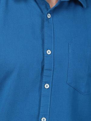 blue solid casual shirt - 17376098 - Standard Image - 5
