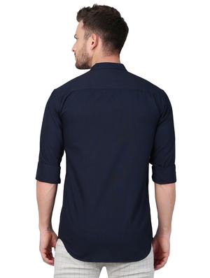 navy blue solid casual shirt - 17376100 - Standard Image - 3