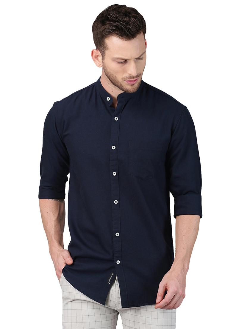 navy blue solid casual shirt - 17376100 - Zoom Image - 1