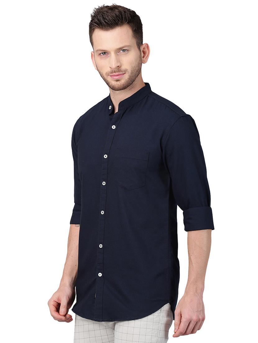 navy blue solid casual shirt - 17376100 - Zoom Image - 2