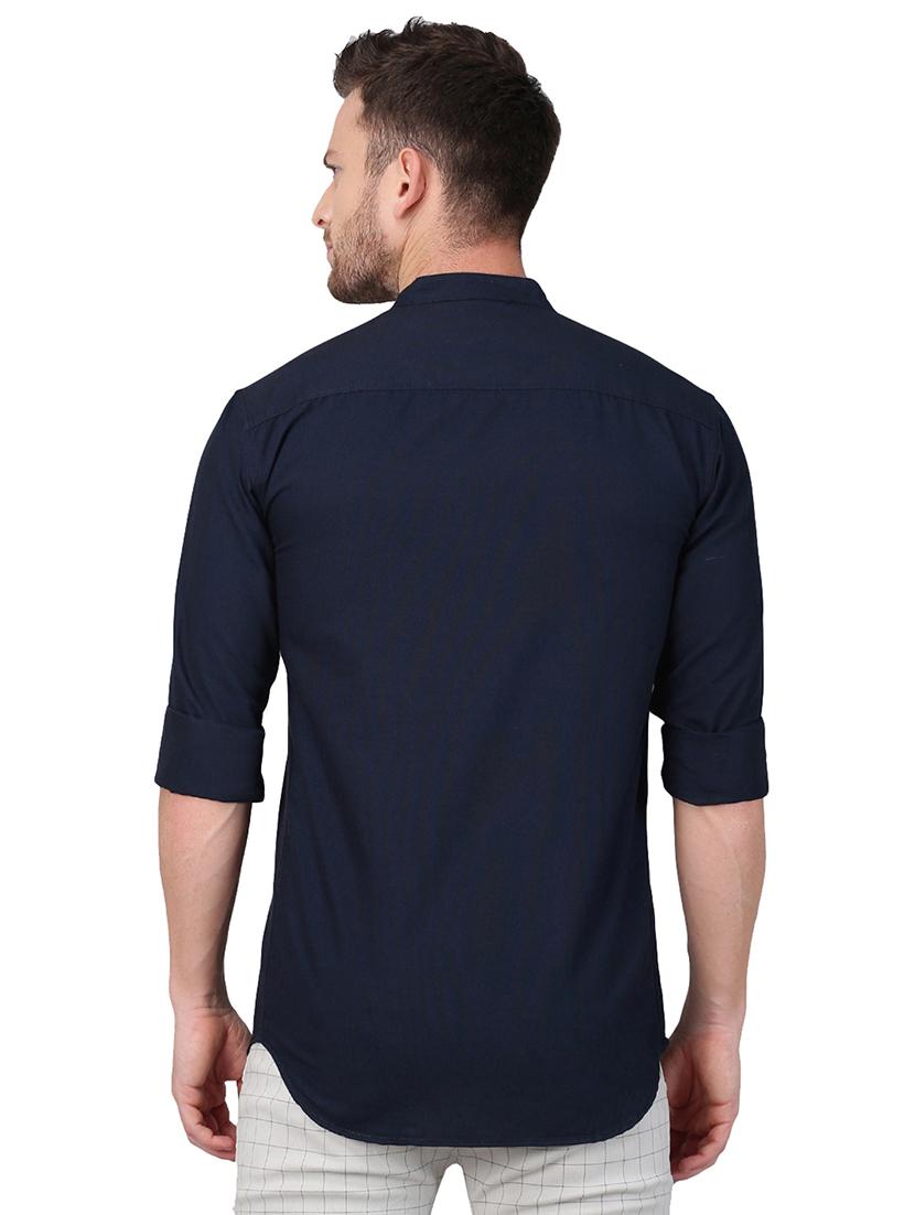 navy blue solid casual shirt - 17376100 - Zoom Image - 3