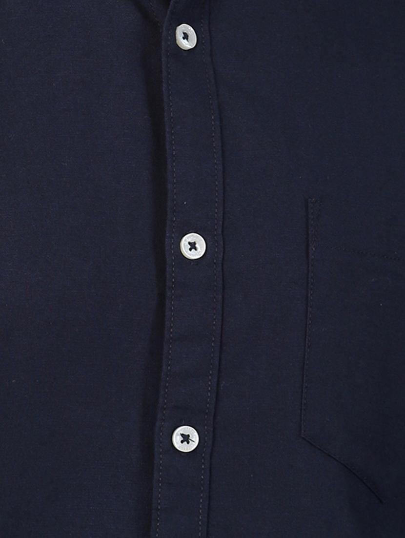 navy blue solid casual shirt - 17376100 - Zoom Image - 4
