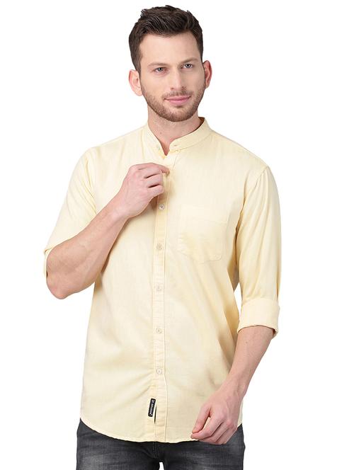 yellow solid casual shirt - 17376103 - Standard Image - 1