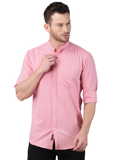 pink solid casual shirt - 17376108 - Standard Image - 1