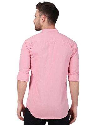 pink solid casual shirt - 17376108 - Standard Image - 3