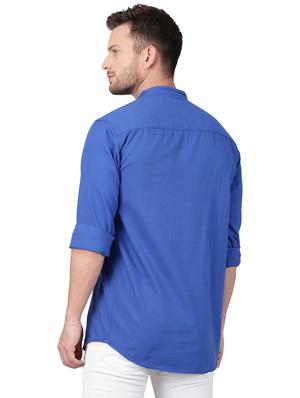 blue solid short kurta - 17376148 - Standard Image - 3