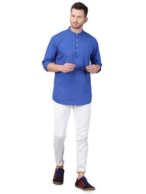 blue solid short kurta - 17376148 - Standard Image - 4
