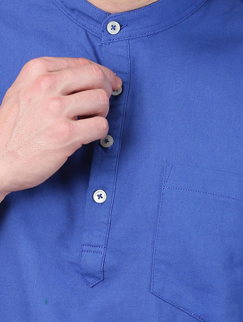 blue solid short kurta - 17376148 - Zoom Image - 5