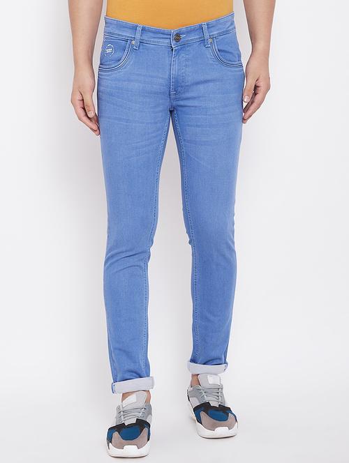 light blue plain denim jeans - 17376198 - Standard Image - 1