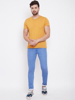 light blue plain denim jeans - 17376198 - Standard Image - 4