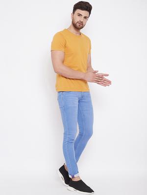 light blue plain denim jeans - 17376199 - Standard Image - 4