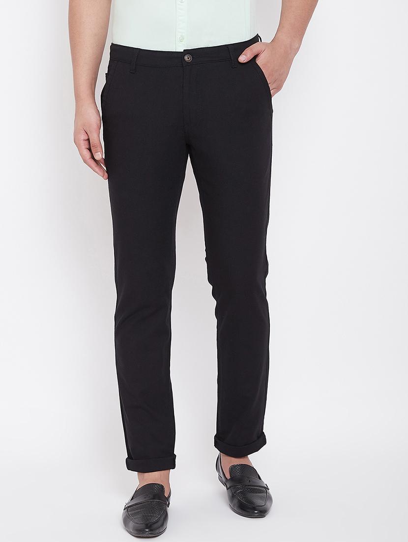 black solid linen chinos - 17376228 - Zoom Image - 1