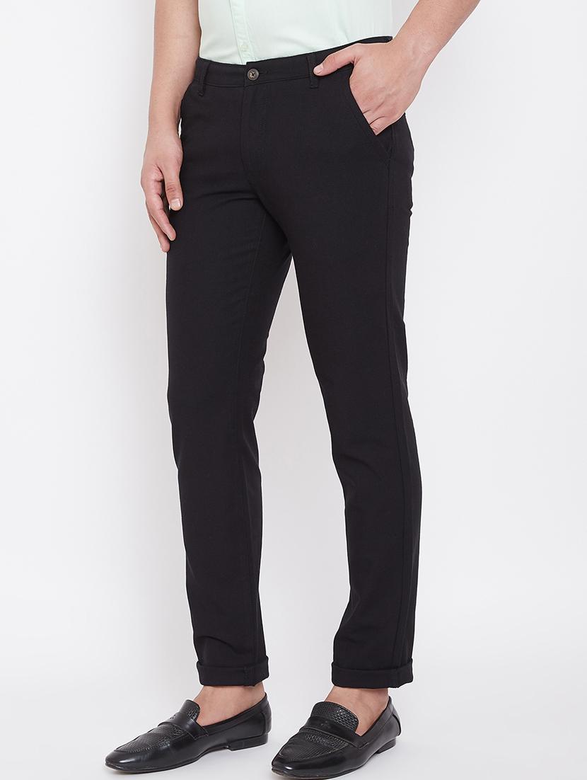 black solid linen chinos - 17376228 - Zoom Image - 2