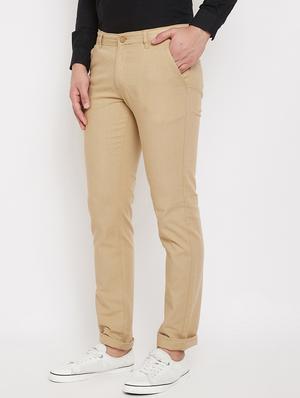 beige solid linen chinos - 17376229 - Standard Image - 2