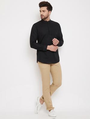beige solid linen chinos - 17376229 - Standard Image - 4