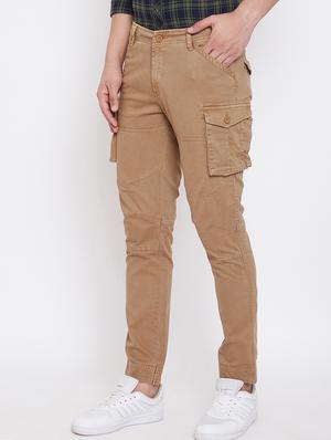 brown solid cargos trouser - 17376233 - Standard Image - 2