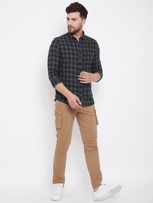 brown solid cargos trouser - 17376233 - Standard Image - 4