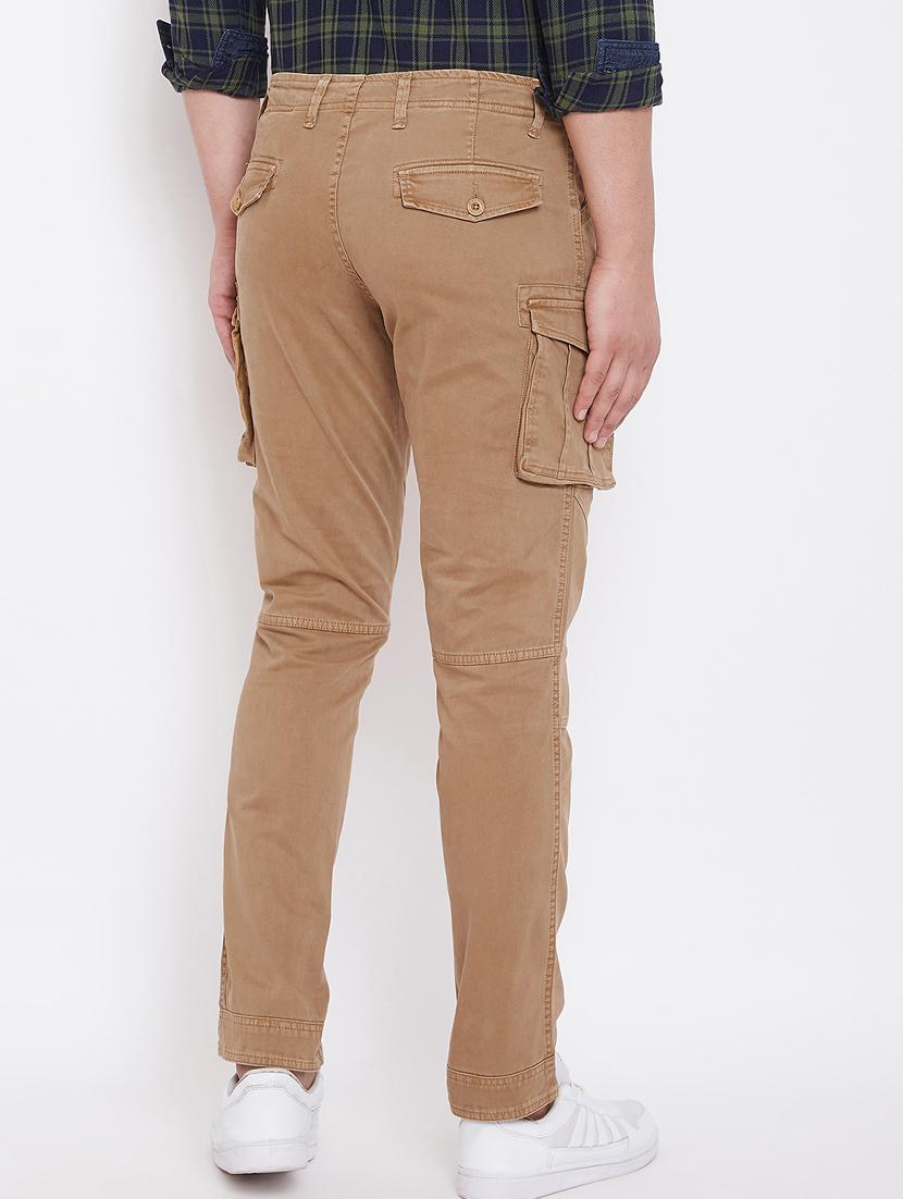 brown solid cargos trouser - 17376233 - Zoom Image - 3