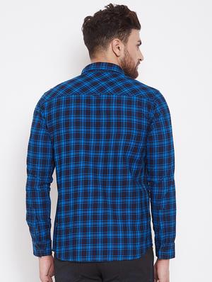 blue checkered casual shirt - 17376260 - Standard Image - 3
