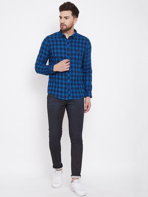 blue checkered casual shirt - 17376260 - Standard Image - 4
