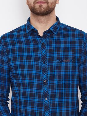 blue checkered casual shirt - 17376260 - Standard Image - 5