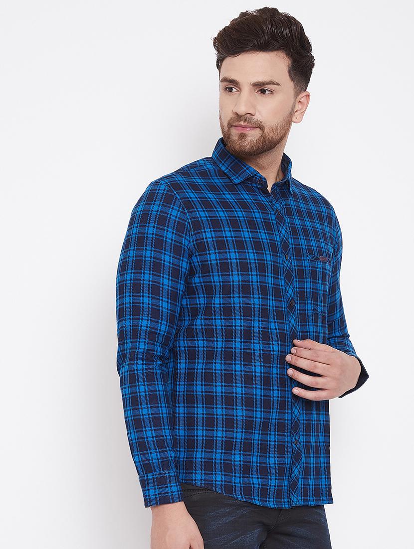 blue checkered casual shirt - 17376260 - Zoom Image - 2