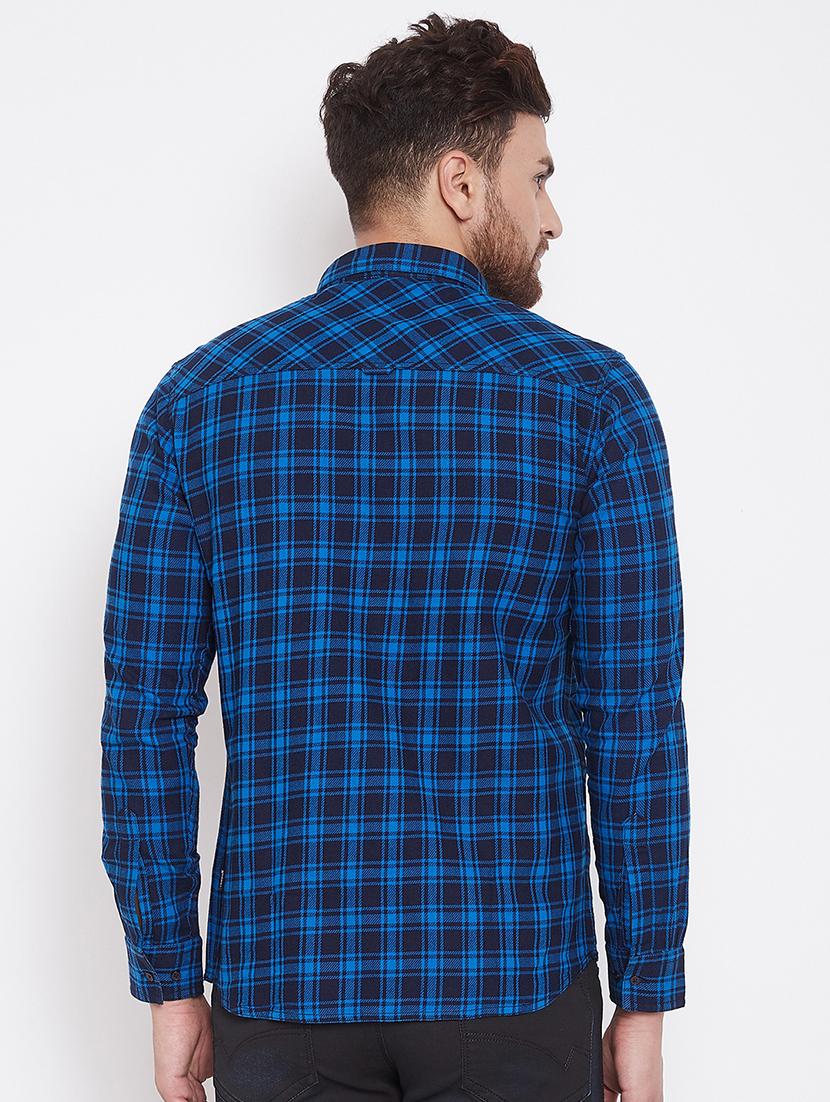 blue checkered casual shirt - 17376260 - Zoom Image - 3