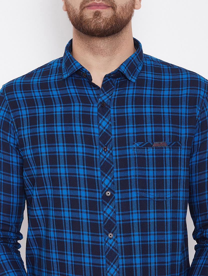 blue checkered casual shirt - 17376260 - Zoom Image - 5