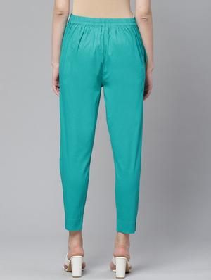 green cotton cigarette pants trousers - 17376302 - Standard Image - 2