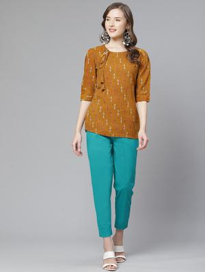 green cotton cigarette pants trousers - 17376302 - Standard Image - 3