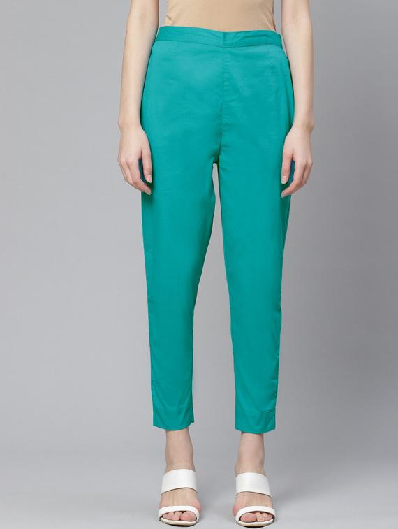 green cotton cigarette pants trousers - 17376302 - Zoom Image - 1