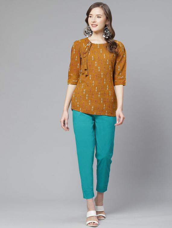 green cotton cigarette pants trousers - 17376302 - Zoom Image - 3