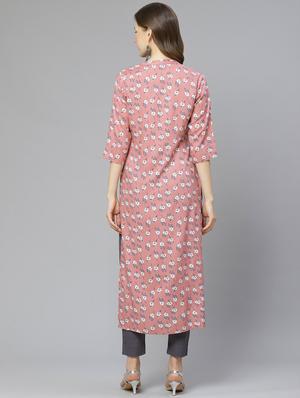 floral straight kurta - 17376309 - Standard Image - 3