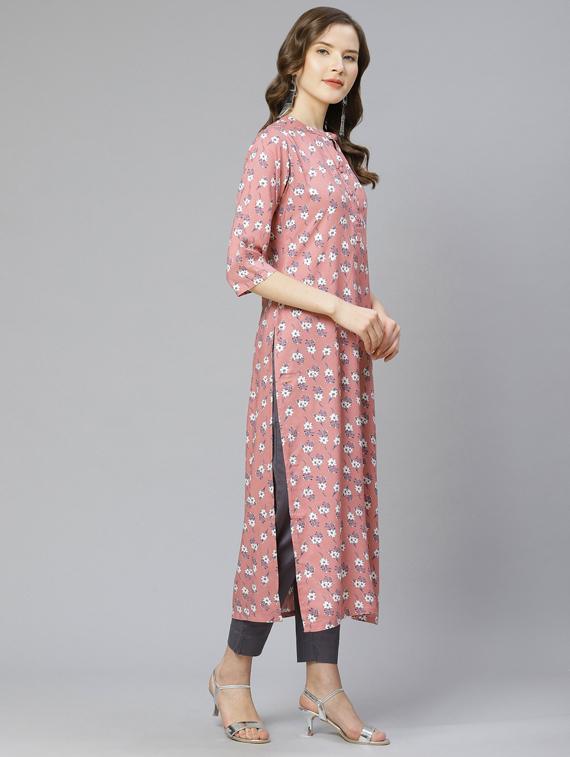 floral straight kurta - 17376309 - Zoom Image - 2