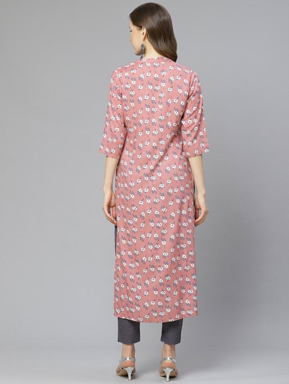 floral straight kurta - 17376309 - Zoom Image - 3