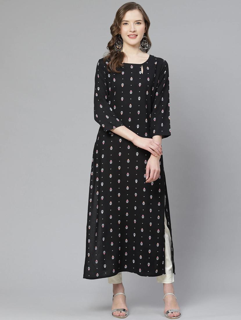 printed straight kurta - 17376318 - Zoom Image - 1