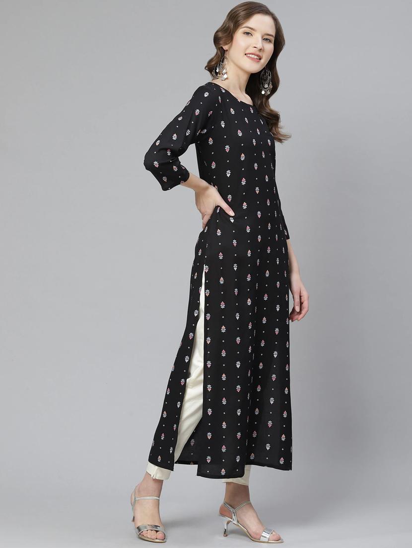 printed straight kurta - 17376318 - Zoom Image - 2