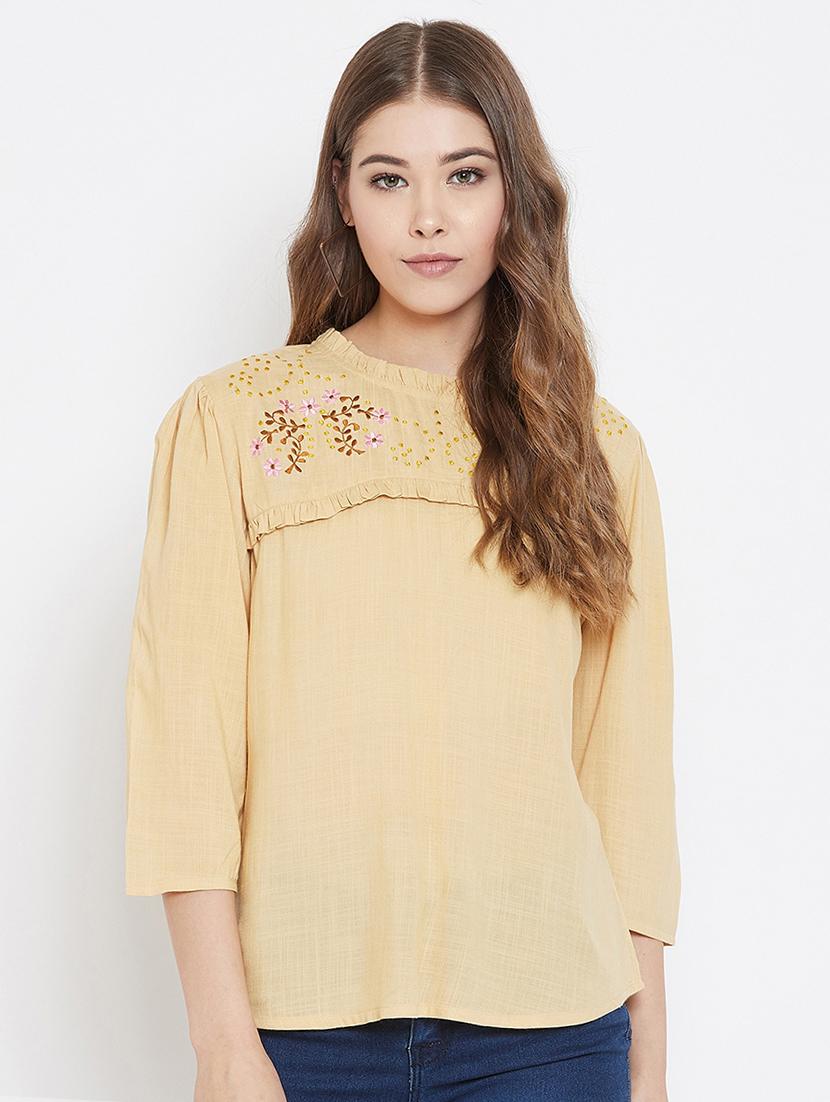 frill detail embroidered top - 17376323 - Zoom Image - 1