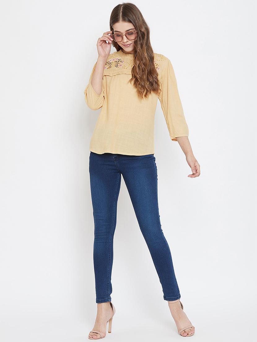 frill detail embroidered top - 17376323 - Zoom Image - 3