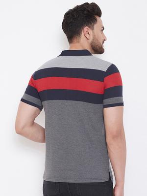 grey color block polo t-shirt - 17376557 - Standard Image - 3