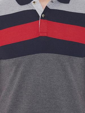 grey color block polo t-shirt - 17376557 - Standard Image - 4