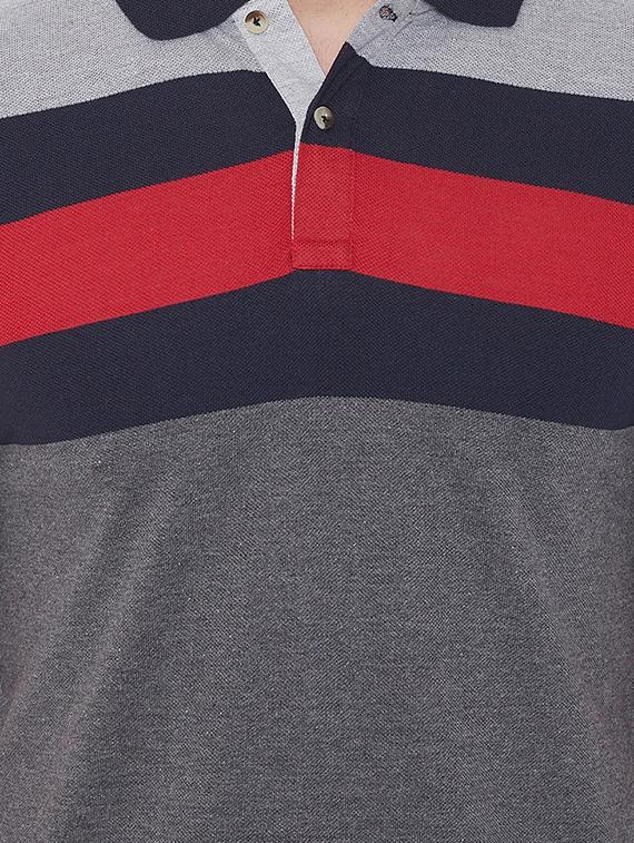 grey color block polo t-shirt - 17376557 - Zoom Image - 4