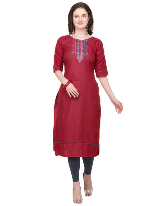 embroidered straight kurta - 17376617 - Standard Image - 1