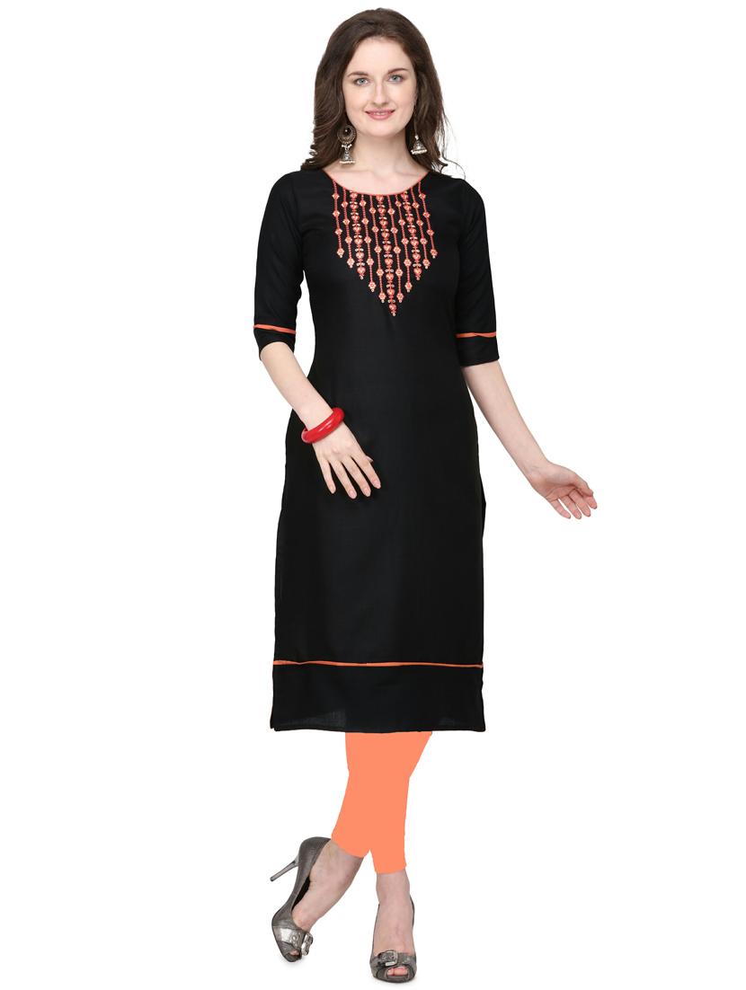 embroidered straight kurta - 17376624 - Zoom Image - 1