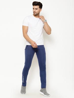 blue solid full length track pant - 17376653 - Standard Image - 4