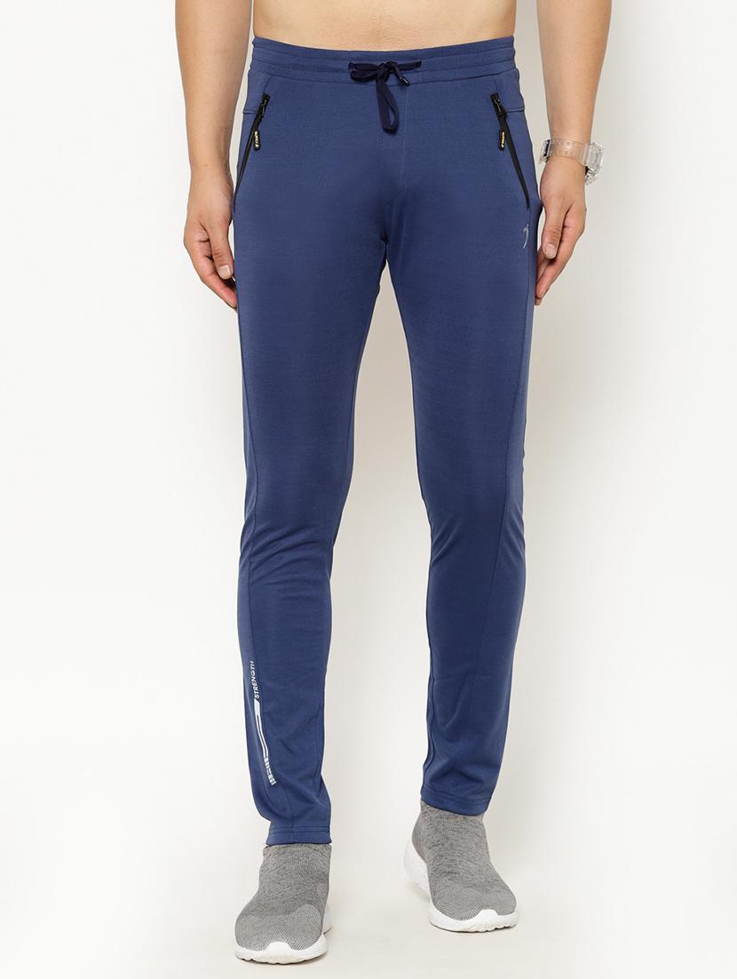 blue solid full length track pant - 17376653 - Zoom Image - 1