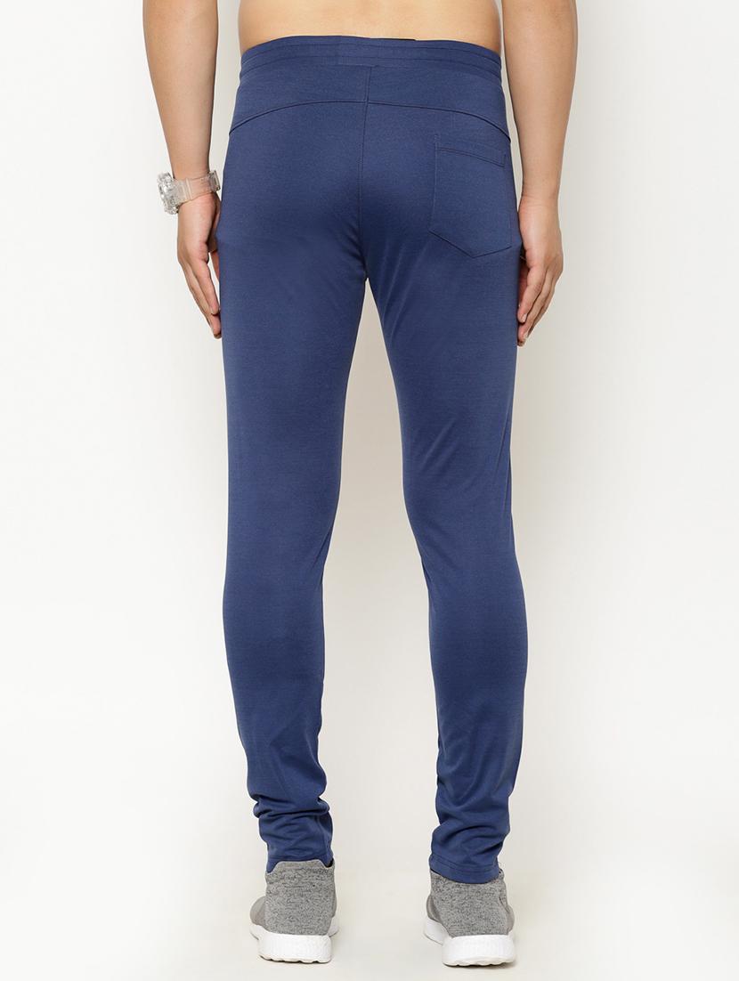 blue solid full length track pant - 17376653 - Zoom Image - 3