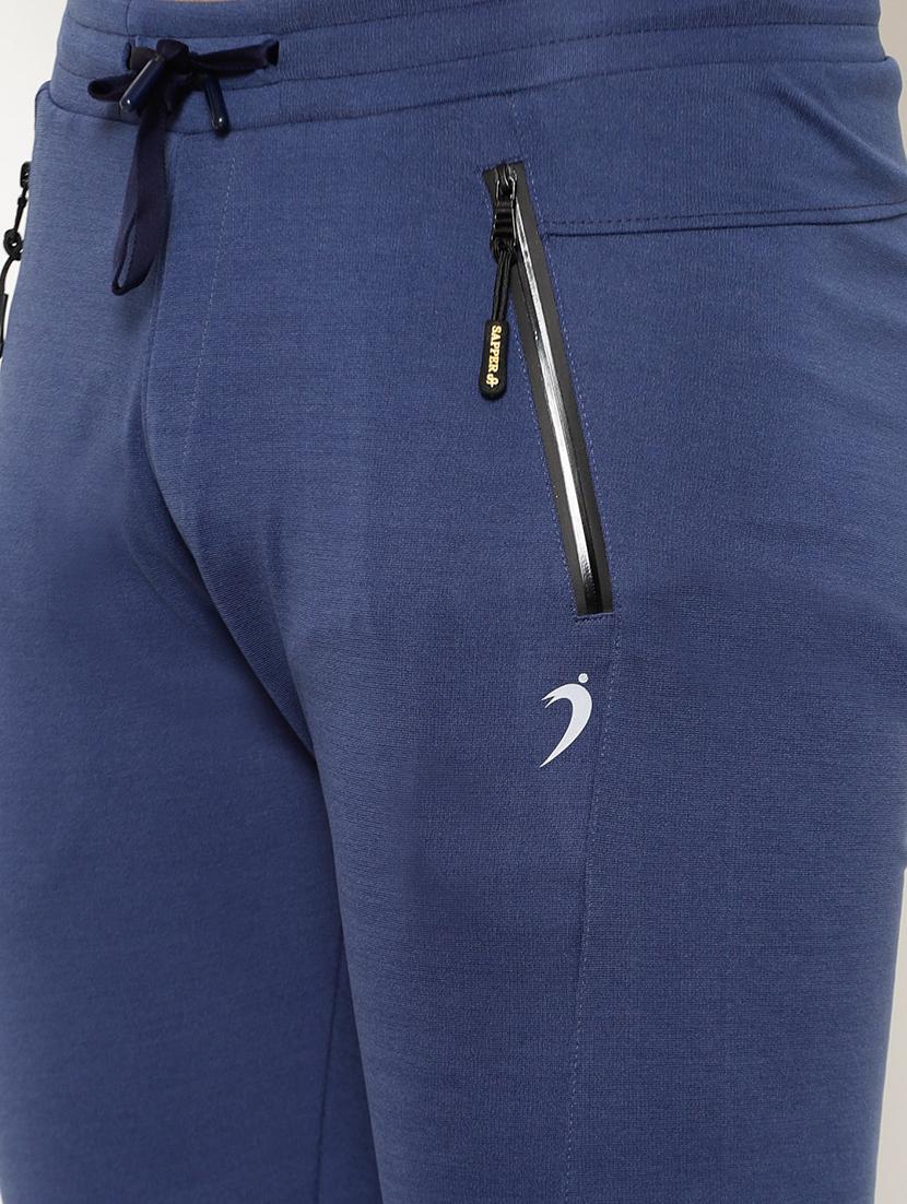 blue solid full length track pant - 17376653 - Zoom Image - 5