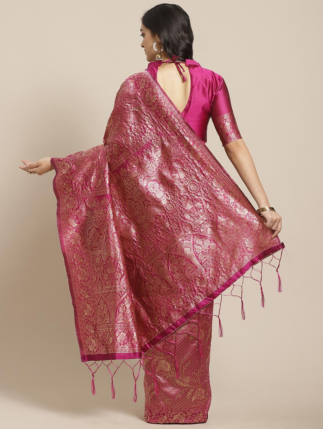 magenta banarasi saree with blouse - 17376754 - Zoom Image - 2