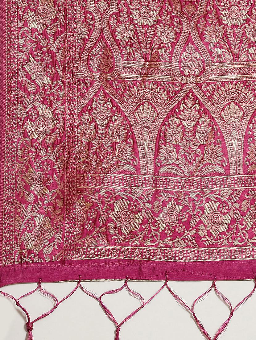 magenta banarasi saree with blouse - 17376754 - Zoom Image - 4